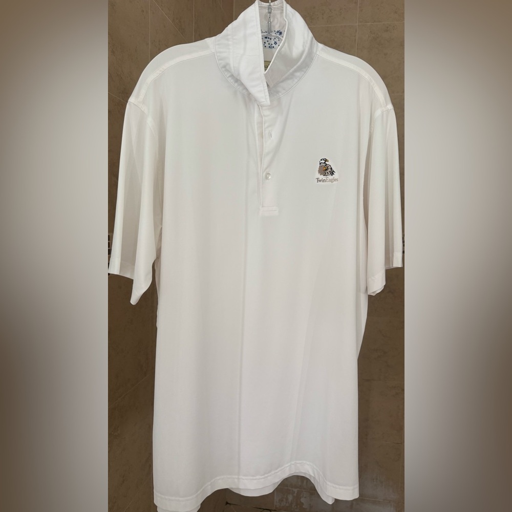Donald Ross White Men's Golf Shirt (TwinEagles GC)
